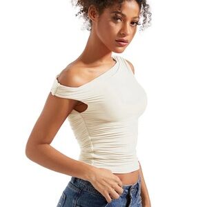 NWOT Suuksess Buttery Soft Off Shoulder Shirt (similar to SKIMS fit) Sz Small